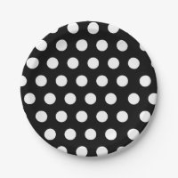 Pointe Polka de taille moyenne blanche et noire