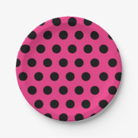 Pointe Polka de taille moyenne noire et rose chaud
