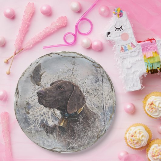 Assiettes En Carton Pointeur à poils courts allemand (Fête)