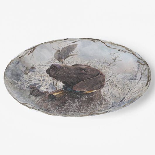 Assiettes En Carton Pointeur à poils courts allemand (Angle)