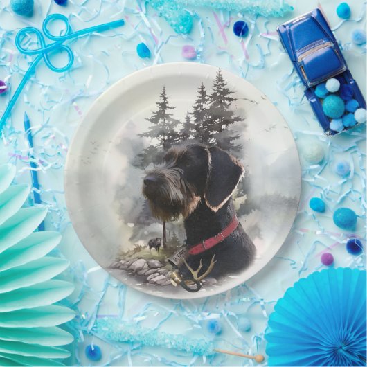 Assiettes En Carton Pointeur À poils durs allemand, GWP (Fête)