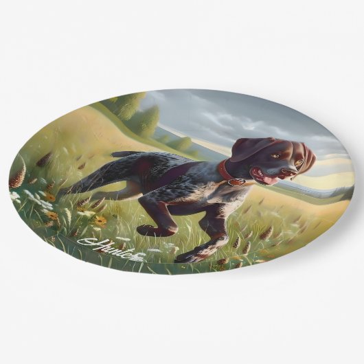 Assiettes En Carton Pointeur court allemand en cours d'exécution (Angle)