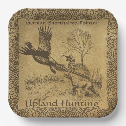 Assiettes En Carton Pointeurs germains, chasse en haut (Recto)