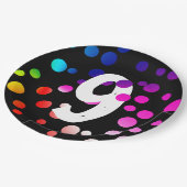 Assiettes En Carton Points arc-en-ciel 9e anniversaire (Angle)