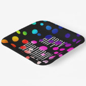 Assiettes En Carton Points Arc-en-ciel d'anniversaire en noir (Angulaire)