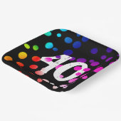 Assiettes En Carton Points arc-en-ciel du 40e anniversaire en noir (Angulaire)