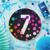 Assiettes En Carton Points arc-en-ciel du 7e anniversaire (Fête)