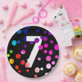 Assiettes En Carton Points arc-en-ciel du 7e anniversaire (Fête)