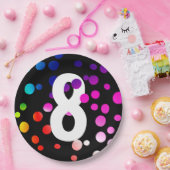 Assiettes En Carton Points arc-en-ciel du 8e anniversaire (Fête)