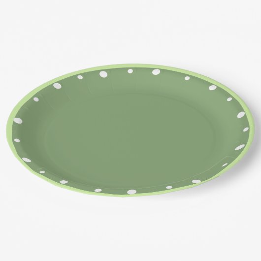 Assiettes En Carton Points blancs Deux tons de vert (Angle)