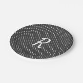 Assiettes En Carton Points blancs sur monogramme noir (Angle)