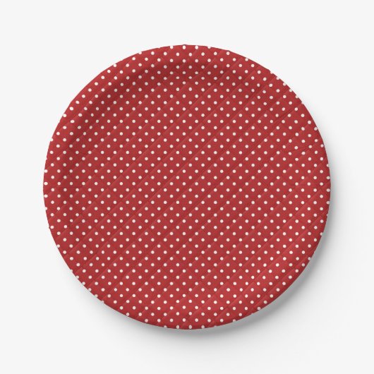 Assiettes En Carton Points blancs sur surface composée rouge (Devant)