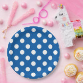 Assiettes En Carton Points Bleus Et Blancs (Fête)