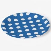 Assiettes En Carton Points Bleus Et Blancs (Angle)