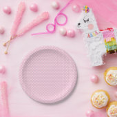 Assiettes En Carton Points classiques Blanc - Rose clair (Fête)