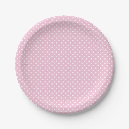 Assiettes En Carton Points classiques Blanc - Rose clair (Devant)