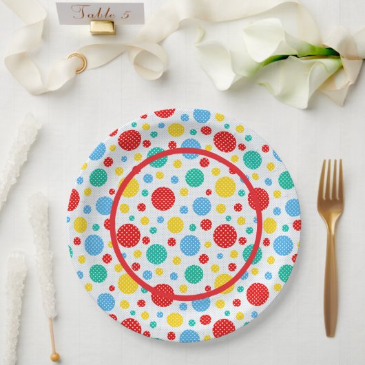 Assiettes En Carton Points Colorés (Mariage)