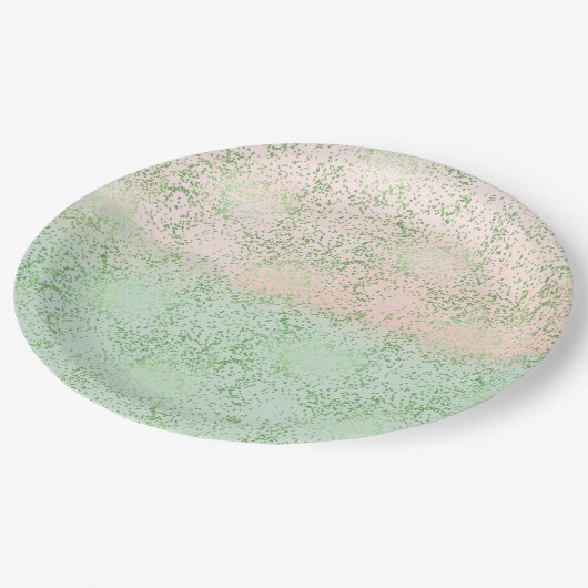 Assiettes En Carton Points Confetti Aquarelle Rose-Mint (Angle)