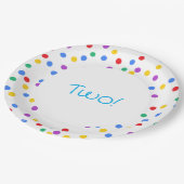 Assiettes En Carton Points Confetti colorés 2e fête d'anniversaire (Angle)