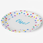 Assiettes En Carton Points Confetti colorés mignons 1er anniversaire (Angle)