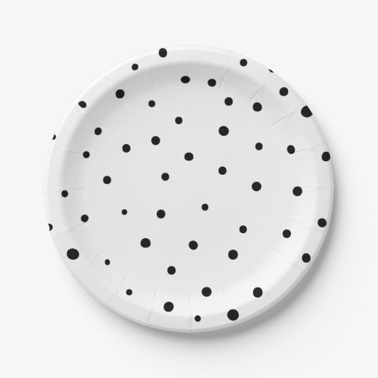 Assiettes En Carton Points Confetti Noir Plaques Papier Moderne (Devant)
