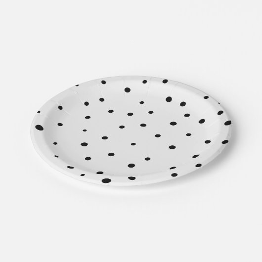 Assiettes En Carton Points Confetti Noir Plaques Papier Moderne (Angle)
