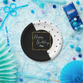 Assiettes En Carton Points Confetti noirs et blancs pour elle (Fête)