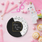 Assiettes En Carton Points Confetti noirs et blancs pour elle (Fête)