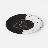 Assiettes En Carton Points Confetti noirs et blancs pour elle (Angle)