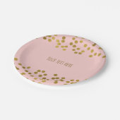 Assiettes En Carton Points Confetti Pink & Gold Faux Blushing (Angle)