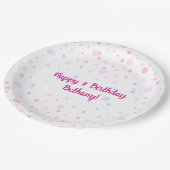 Assiettes En Carton Points Confetti Pink Rose Anniversaire Personnalis (Angle)