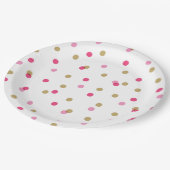 Assiettes En Carton Points Confetti rose et or (Angle)