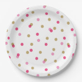 Assiettes En Carton Points Confetti rose et or (Devant)