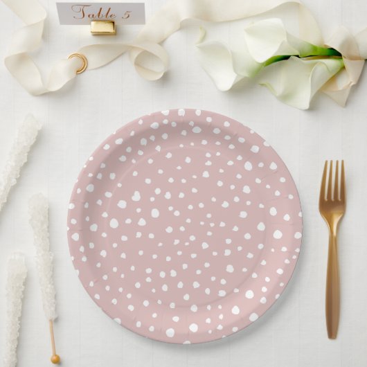 Assiettes En Carton Points Dalmatiens Rose, Points Dalmatiens, Impress (Mariage)