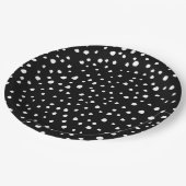 Assiettes En Carton Points dalmatiens, Zones dalmatiennes, Noir et Bla (Angle)