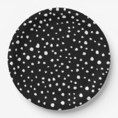 Assiettes En Carton Points dalmatiens, Zones dalmatiennes, Noir et Bla (Devant)