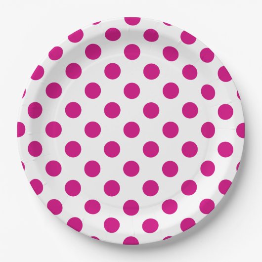 Assiettes En Carton Points de fuchsia (Devant)