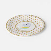 Assiettes En Carton Points de polka dorés et licorne (Angle)