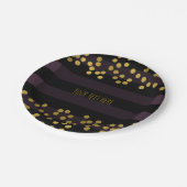 Assiettes En Carton Points d'huile de Faux Gold de bandes violettes et (Angle)