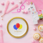 Assiettes En Carton Points d'or et ballons (Fête)