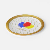 Assiettes En Carton Points d'or et ballons (Angle)