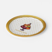 Assiettes En Carton Points dorés et fruits (Angle)
