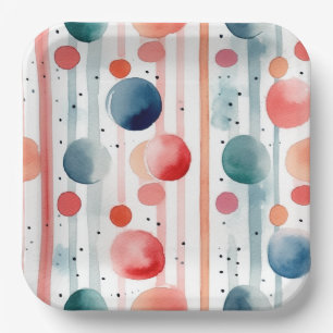 Assiettes En Carton Points et bandes 8