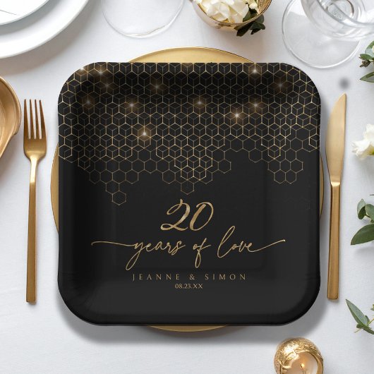 Assiettes En Carton Points forts Gold 20th Anniversary ID1165