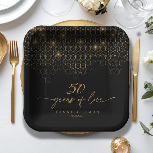 Assiettes En Carton Points forts Gold 50th Anniversary ID1165