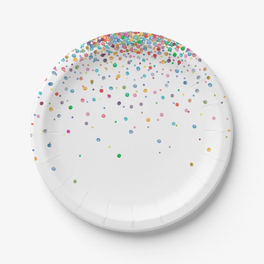 Assiettes En Carton Points heureux de confettis (Devant)