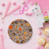 Assiettes En Carton Points modernes du milieu du siècle Motif Orange B (Fête)