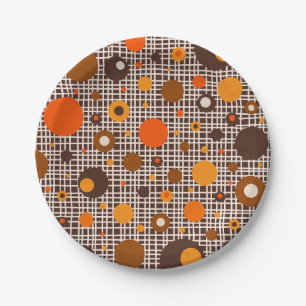 Assiettes En Carton Points modernes du milieu du siècle Motif Orange B