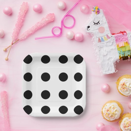 Assiettes En Carton Points noirs (Fête)
