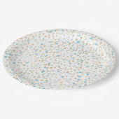 Assiettes En Carton Points Ocean Blue Gold Sand (Angle)